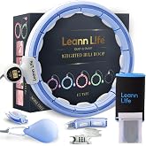 Leann L!fe U5 Smart Weighted Hula Hoop with Counter, Waist Trimmer &amp; Wash Bag &ndash;16 Knots, 28"&ndash;46" Adjustable Infinity Hoop Plus Size, Quiet Rubberized Wheels, Abdominal Toner