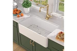 Talllor Farmhouse Sink - 33 Inch White Farmhouse Sink Fireclay Reversible Apron Front 33x20 Undermount Installation Country Style Barn Farmers Single Bowl Sinks Basin #TLAC-0057