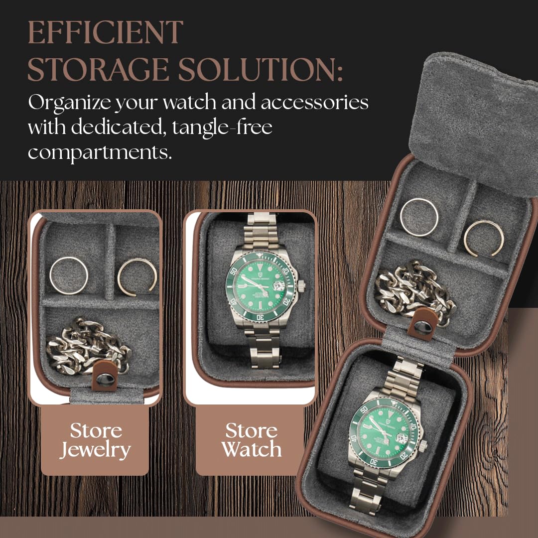 Penitent Man Leather Watch Travel Case for Men - Smart Watch Jewelry Organizer and Pillow Case