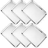 6-Piece Stainless Steel Tray Set - Cookie Sheets for Baking, Cookie Baking Sheets, Toaster Oven Pan & Tray, Small Oven Pan - 9x6.7x1 Inch Nonstick Rectangular Grill Pans, Dishwasher Safe