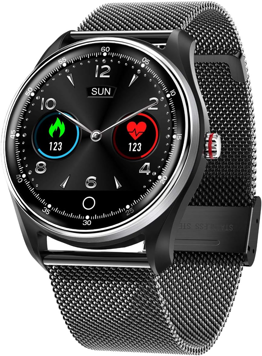 Sports Fitness Tracker with ECG PPG Heart Rate Monitor IP 68 Waterproof Smart Watches Pedometer, Sleep Monitor, SMS, Call, Facebook, Email Notification for Man iOS Android