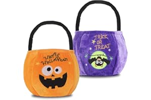 YIVEKO 2 Pieces Halloween Trick or Treat Bags for Kids Candy Gags Large Reusable Pumpkin Bags Tote Canvas Bag for Trick or Treating Party Favor Bags for Halloween