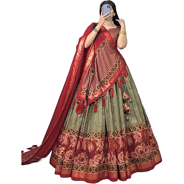 ClassyCouture Women's Ethinc Indian Pakistani Lengha Navratri Garba Indian Style Chaniya Choli With Dupatta Green