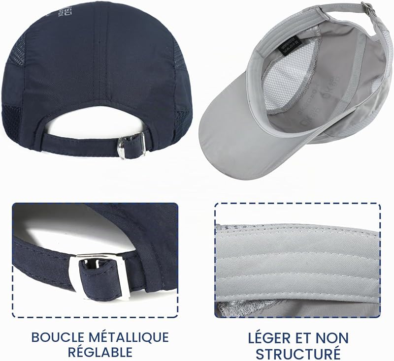 APOW 2 Pcs Casquette de Baseball Séchage Rapide Homme Femme, Casquette Running de Sport été Anti UV Réglable Pliable, Légère Maille Outdoor Chapeau de Baseball Chapeau SoleilGolf Cyclisme Randonnée