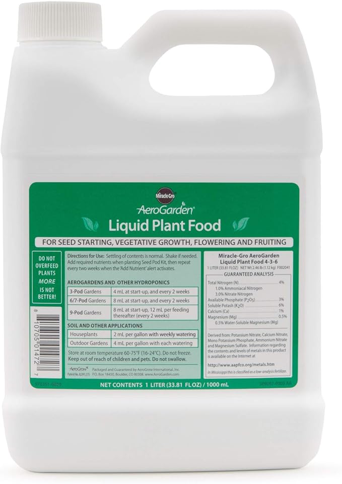 MiracleGro AeroGarden 1Quart Liquid Nutrients Amazon.ca Patio, Lawn