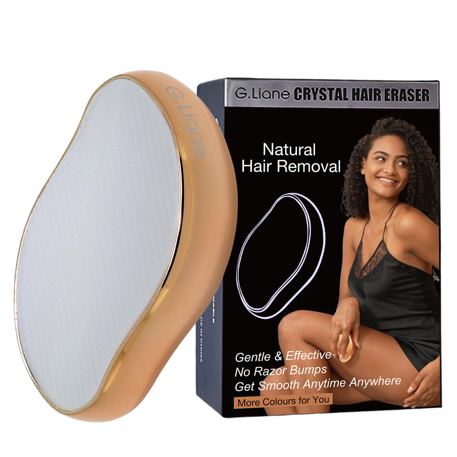 G.Liane Crystal Hair Eraser,Upgraded Painless Crystal Hair Remover,Effective Nano Glass Hair Removal Device and Skin Exfoliation,Body Epilator for Women and Men(Gold)