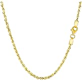 Jewelry Affairs 14K Yellow Gold Filled Solid Rope Chain Necklace, 2.1mm