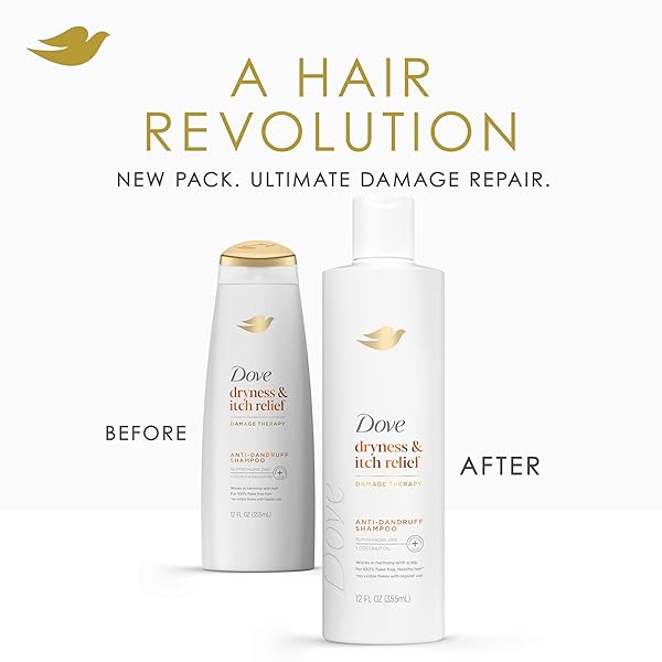 DOVE DAMAGE THERAPY DERMA SHAMPOO DRYNESS + ITCH FOR FLAKY SCALP WITH PYRITHIONE ZINC AND COCONUT OIL 12 FL OZ