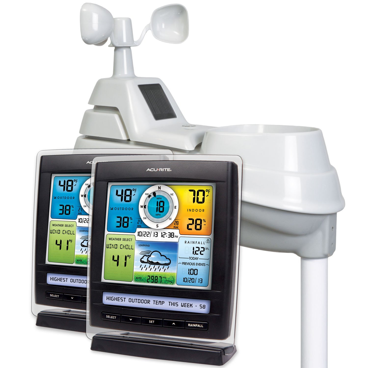 AcuRite 01078M Pro Color Weather Station with Two Displays and Rain