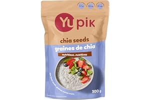 Yupik Raw Black Chia Seeds, 300 g, Gluten-Free, Kosher, Natural Plant-Based Seeds, Superfood, Source of Omega-3 and Magnesium