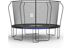 123 JUMP 123JUMP by Skywalker Trampolines 10FT 12FT 14FT Outdoor Trampoline with Enclosure and Ladder, Round Recreational Trampoline for Kids with ASTM Approval, Spring Pad Cover, Heavy Duty Jump Mat