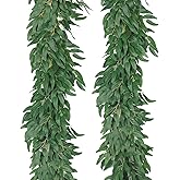 RECUTMS Artificial Willow Leaves Vine Twigs 2Pcs 6Ft Fake Hanging Plant Silk Willows Leaf Ivy Garland Faux Italian Ruscus Greenery Indoor Outdoor Wedding Arch Jungle Beach Birthday Party Garden Decor