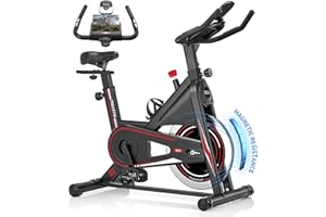 Exercise Bike, DMASUN Silent Magnetic Resistance Stationary Bike for Home with 330 LB Capacity, Workout Bike with Comfortable Seat Cushion, Digital Display with Pulse