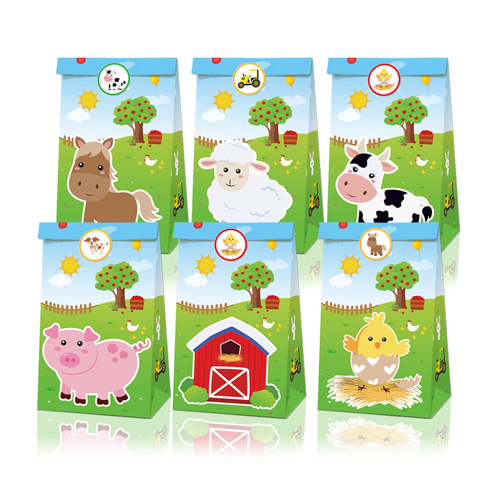 Animal Pet Gift Bag Zoo Birthday Gift Bag Children's Farm Birthday Party Gift Decoration Supplies, Chick Gift Goodie Bags, Birthday Wedding Gift Bags With Kids Farm Animal Stickers