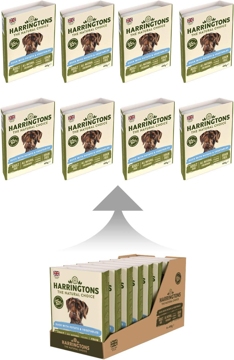 Harringtons Complete Wet Tray Grain Free Hypoallergenic Adult Dog Food Duck & Potato 8x400g - Made with All Natural Ingredients - Image 3