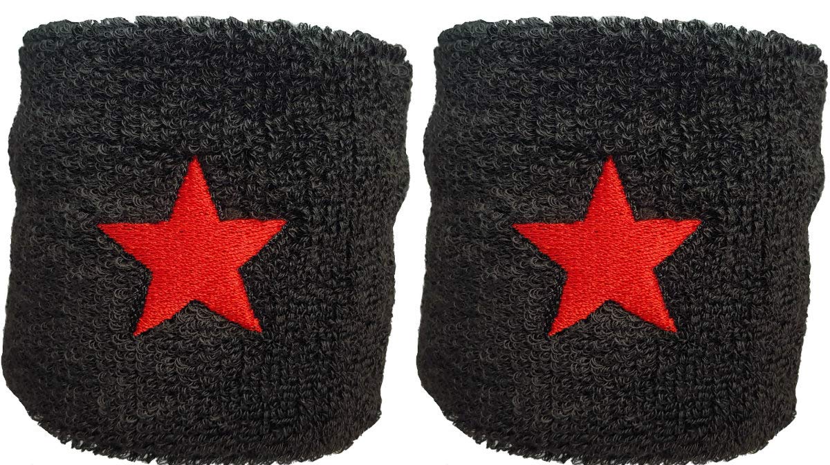 Vonchic Sport Sweatband Wrist Band, Logo Sports Wristbands Sweatbands for Men & Women, Athletic Exercise Basketball Wrist Sweatband (Red Star)