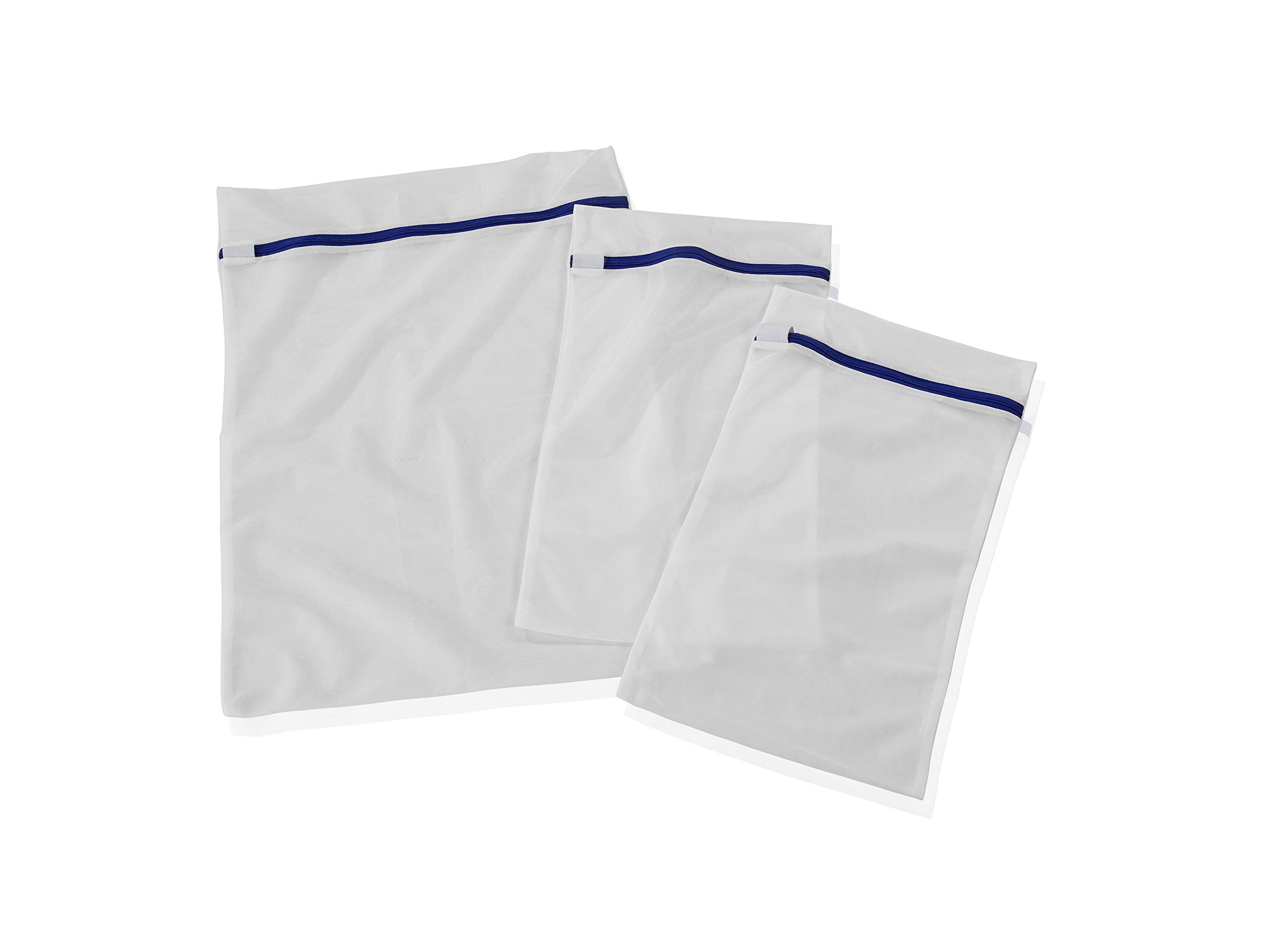 Leifheit Laundry 3 Mesh Bags for Washing Delicates, Laundry Bags Washing Lingerie, Sizes Two x 1kg: 25x45 cm and One x Large 2kg 40x55 cm, Secure Zip Opening and Closing, Polyester