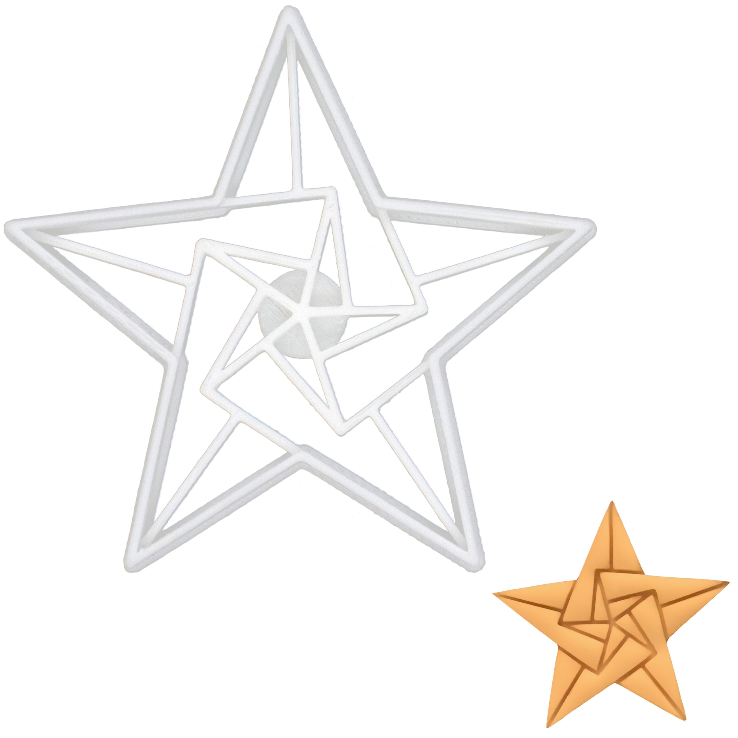 BAKERLOGY Origami Star (5-Sided, Style 1) Cookie Cutter - Detailed Biscuit Cutter Design for Baking and Crafts, Ideal on Fondant, Dough, Clay