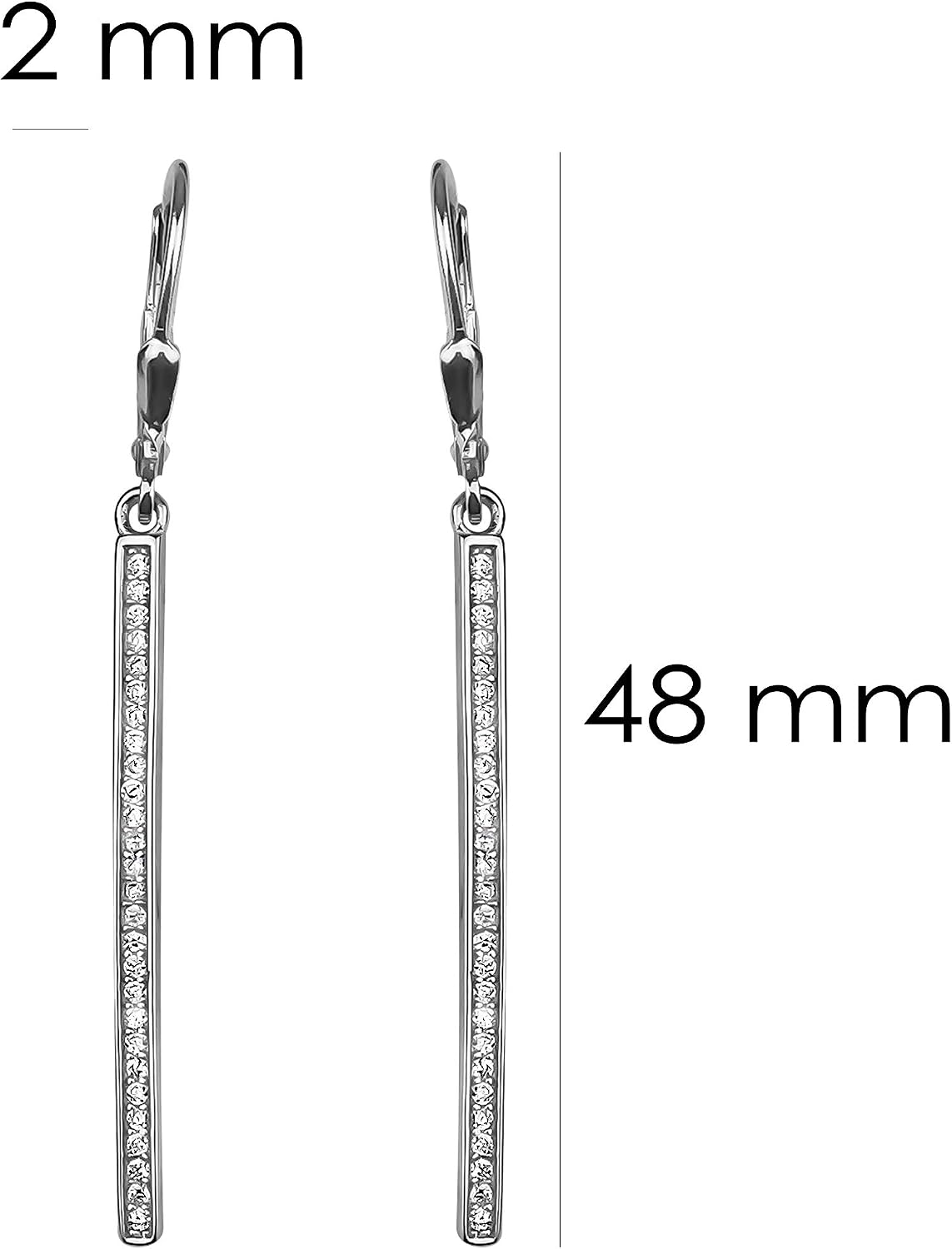 SOFIA MILANI - Women's Earrings 925 Silver - Bar Dangle Earrings - 20191 - Image 4