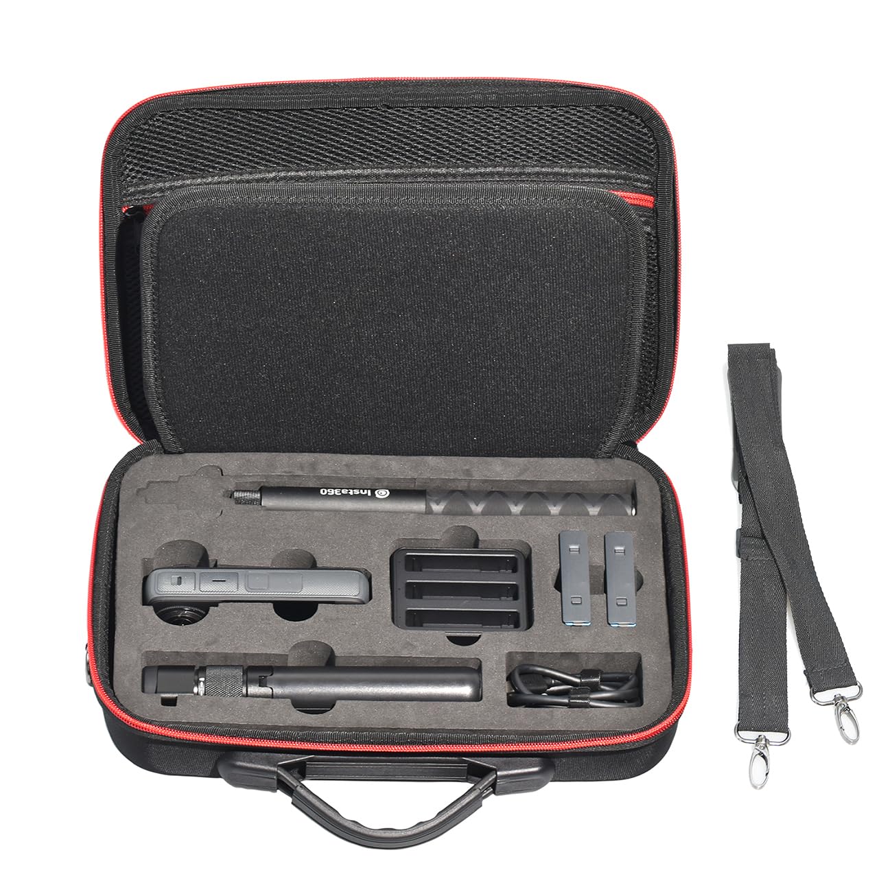 Fotoleey Hard Case for Insta360 X4, Weatherproof Protective Storage Bag with Custom Foam, Shoulder Strap & Accessory Pockets (Fits Hand Tripod/Bullet Time Stick)