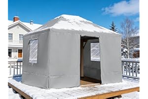 10x10 Winter Gazebo Cover, All-Weather Gazebo Cover with Sidewalls，Gazebos not Included,(Gray)