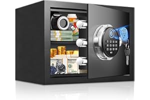 1.25 Cu Ft Fingerprint Safe for Home, Biometric Home Safe Box with Digital Keypad & Backup Keys, Large Steel Security Safe wi