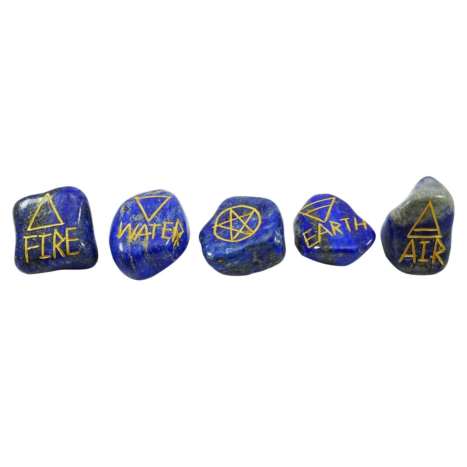 Harmonize Lapis Lazuli Tumbled Stones Elements Symbols Wiccan Pagan Set of 5 Pieces