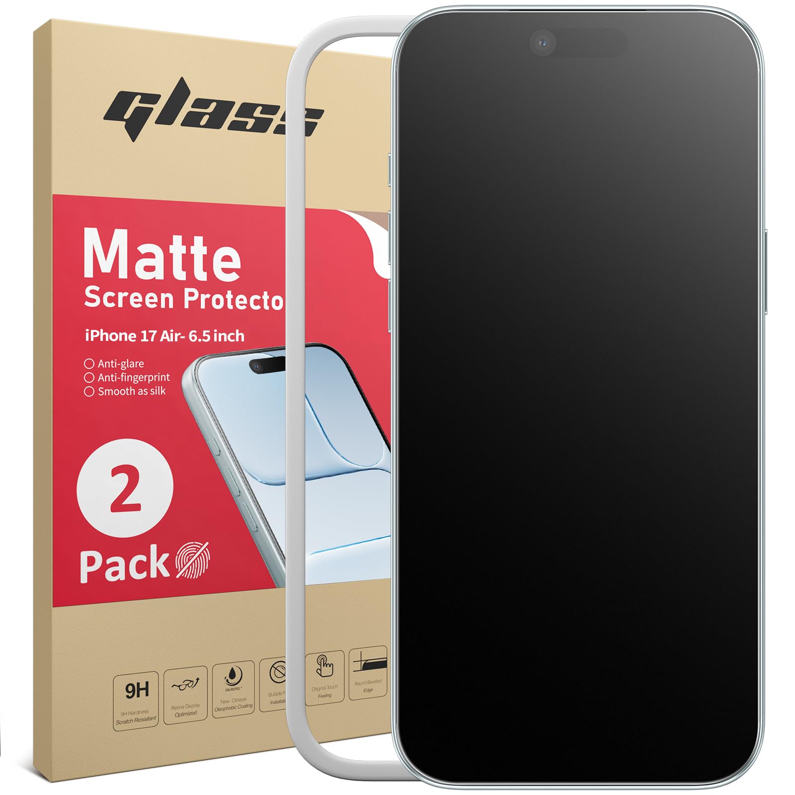 Photo 1 of Ambison 2 Pack Compatible with iPhone 17 Air 6.5inch 2025 Matte Screen Protector Anti Glare & Anti Fingerprint, Smooth as Silk, No Bubbles, Easy Installation Frame Scratch Resistance Tempered Glass Military Grade