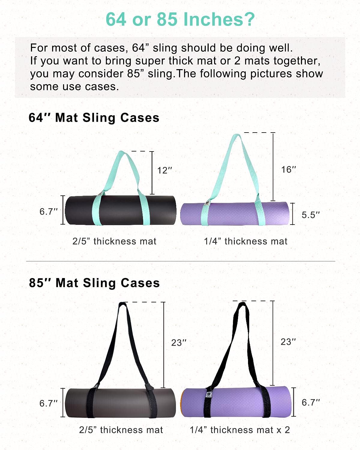 Tumaz Yoga Mat Strap [MAT NOT Included] (15+ Colors, 2 Sizes Options) with Extra Thick, Durable and Comfy Delicate Texture | The Must-Have Multi-Purpose Strap/Carrier for Your Yoga Mat, Exercise Mat: Sports & Outdoors