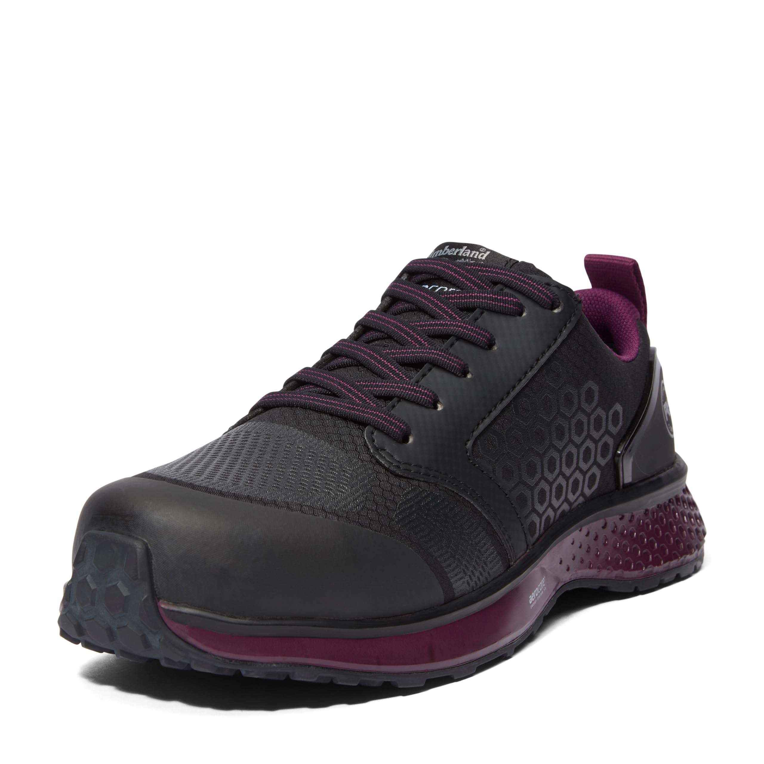 Timberland PRO Women’s Reaxion Composite Safety Toe Industrial Athletic Work Shoe, Black/Purple-2024 New, 9.5