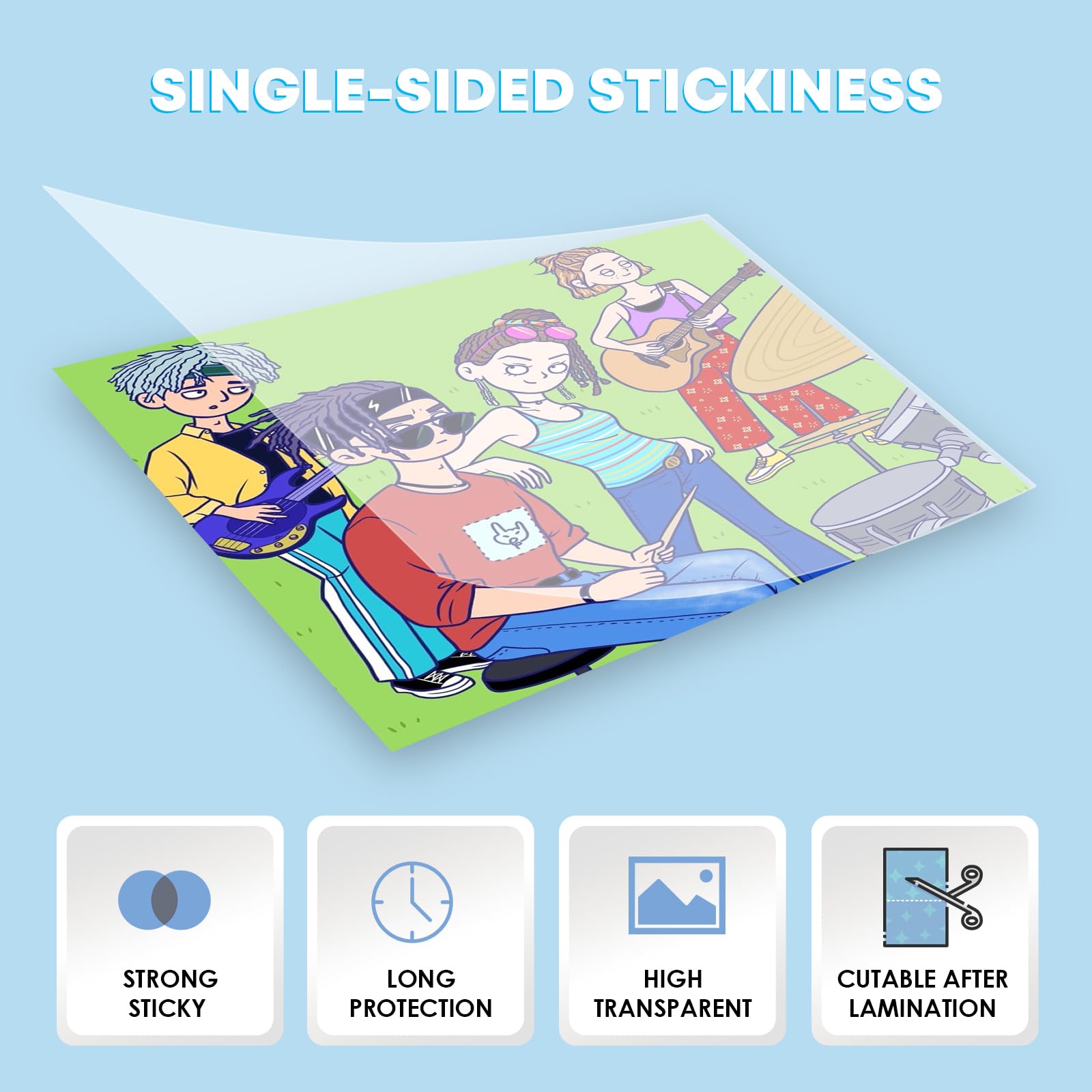 HTVRONT Self Adhesive Laminating Sheets - 50 Sheets, 9 x 12 Inches, No Machine Needed, Clear