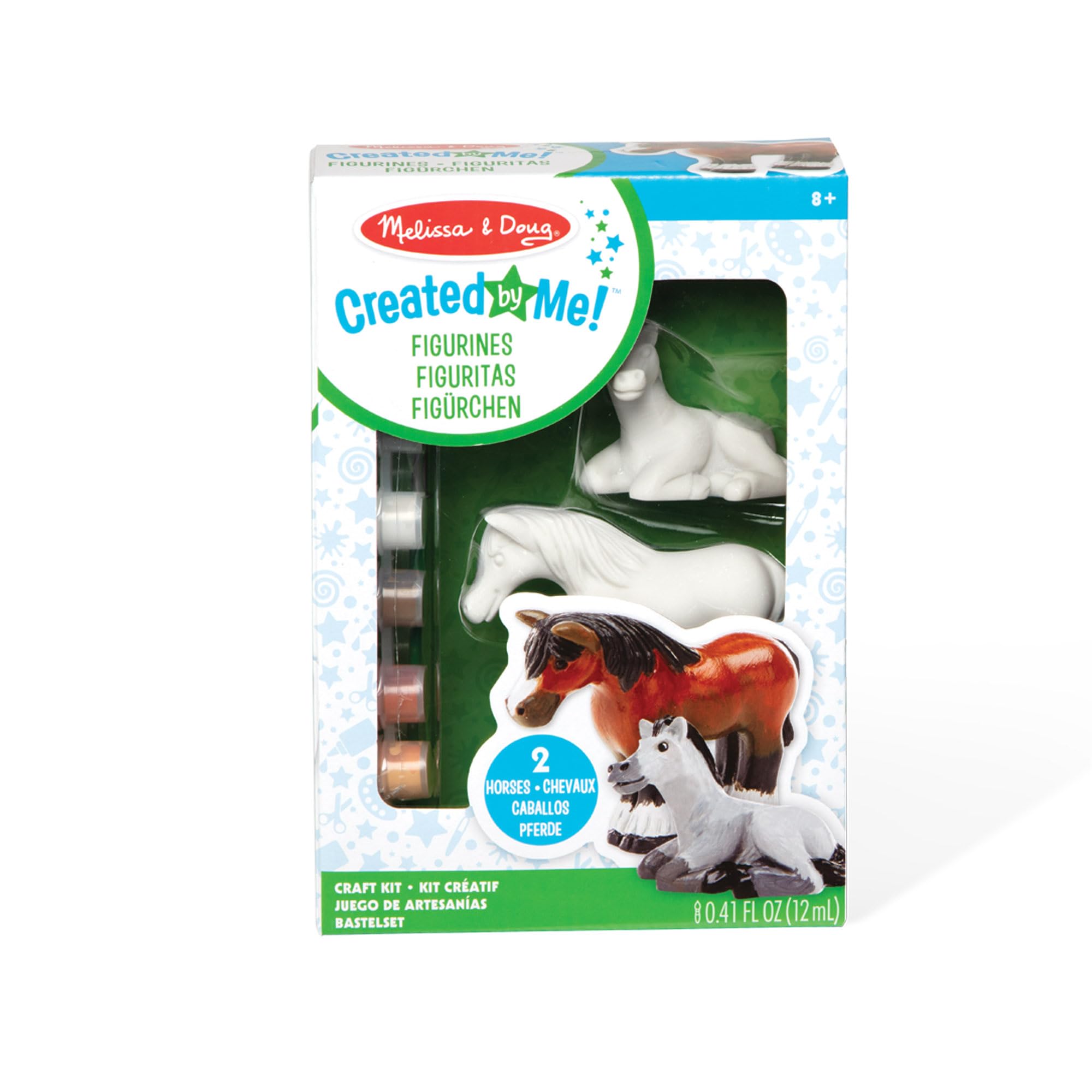 Melissa & Doug Created by Me! Horse Figurines Craft Kit (2 Resin Horses, 6 Paints, Paintbrush) Horse Toy Painting Kit for Kids