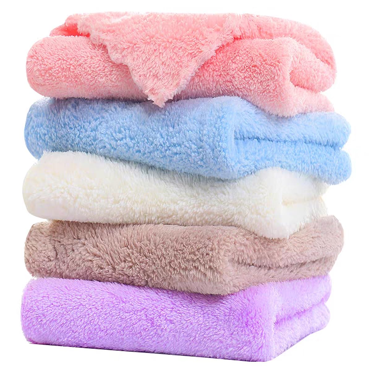 Photo 1 of Microfiber Washcloths 5 Pack 29.5" x 13.8" Soft Feel Fingertip Towels quick Drying Coral Velvet Wash Cloths Ultra Soft, Quick-Drying & Multipurpose Face & Hand Towels for Bathroom, Spa, and Gym Towel.