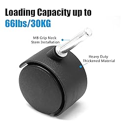 suiwotin 4pcs 2 Inch Swivel Caster Wheels, M8 Grip