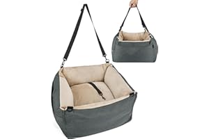 NOBLE DUCK Small Dog Car Seat, Detachable Washable Waterproof Puppy Booster for Pets Up to 25lbs, Soft Portable Bed with Storage Pockets & Adjustable Travel Straps