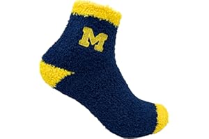 Donegal Bay Michigan Wolverines Women's Fuzzy Sleep Socks, Solid Blue/Maize, One Size, NCAA Officially Licensed - DB Fan Gear