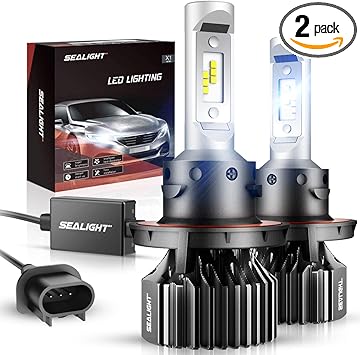 sealight h13 9008 led headlight bulbs dual high low beam x1 series xenon white 6000k 6000lm
