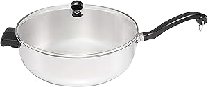 Farberware Classic II Stainless Steel Fry Saute Pan/Chefpan with Lid, 6 Quart, Silver,70097