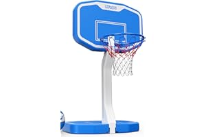 LifeOG Swimming Pool Basketball Game - Durable & Sturdy,Design for Ages 6+, Poolside Water Basketball Hoop, 2 Balls and Pump Included,Suitable for All Inground Swimming Pools-Blue
