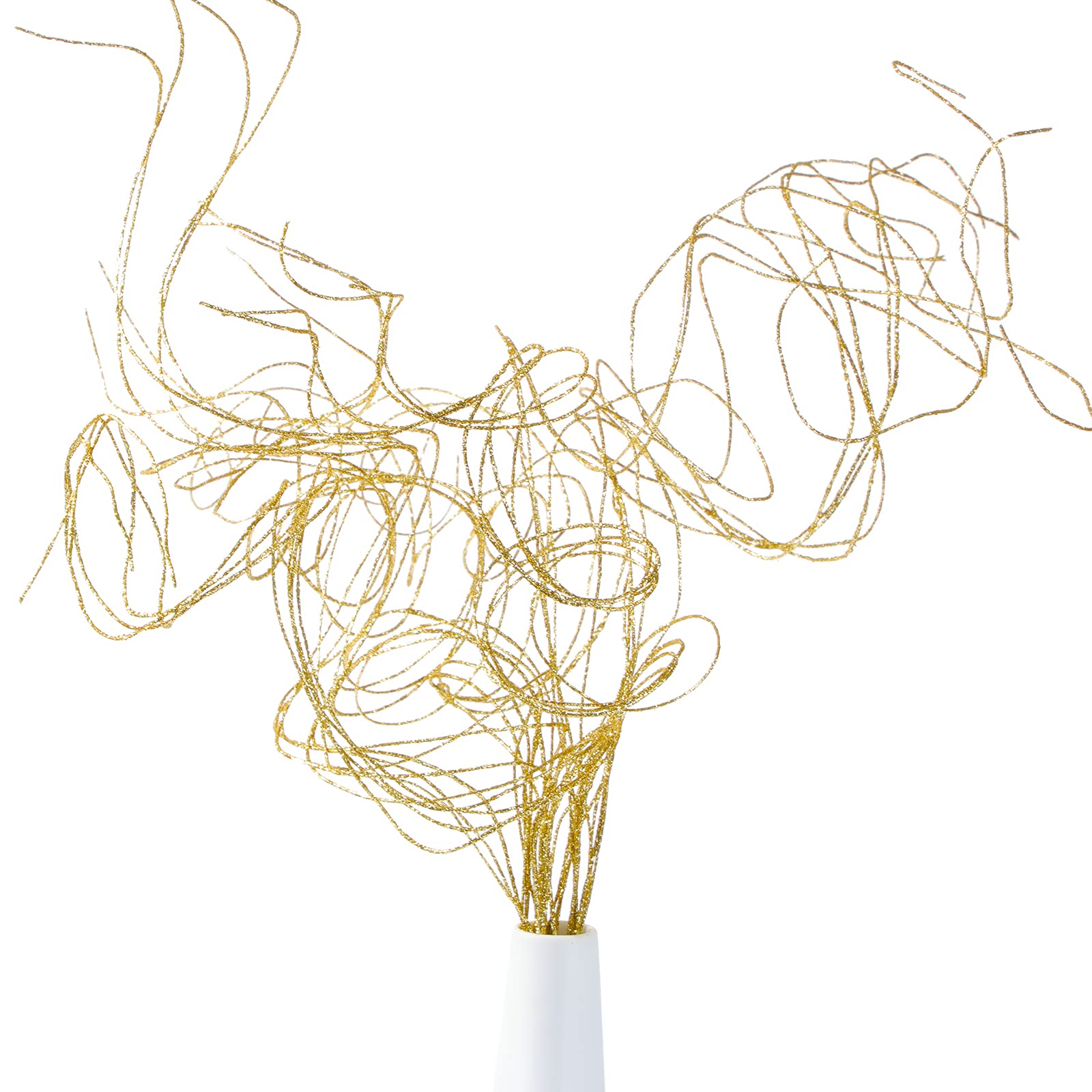 Syhood Glitter Curly Ting Ting Branches Christmas Branches Vase Filler Artificial Curly Twigs for Christmas Tree Garland Wreath Decoration, Craft Vases Home Garden Decoration (Gold, 36 Pieces)