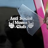 Anti Social Mom Club Car Decals Funny Skeleton Hand, Mother, Sarcastic, Humor Car Window Accessories Affirmations Vinyl Waterproof 6 Inches Bumper Decal Gift for Mom Dad Friend Coworker