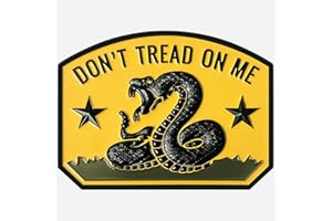 LWQLZY Gadsden Flag Rattlesnake Car Emblem 3D Metal Decal with “Don’T Tread ON ME” Slogan, 3M Adhesive, Perfect for Cars, Motorcycles, Windows, Doors, and Flat Surfaces (Matt Black Yellow)