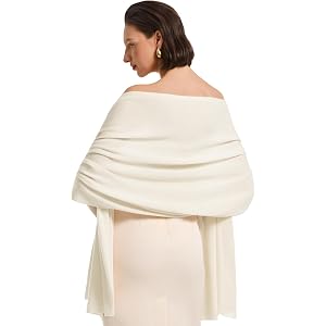PULI Women Wool Shawl Wraps for Evening Dress Pashmina Wedding Scarf | Wool-cashmere Bridal Shoulder Wrap Packable Large Trav