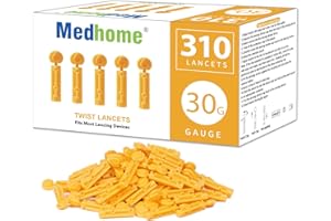 Medhome Blood Lancets, Single use, 30 Gauge Twist top Lancets for Diabetes Testing, Fits Most Lancing Devices for Blood Sugar Kit and Glucose Meter - 310 Count per Box - Yellow