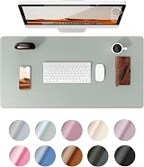 YSAGi Leather Desk Mat Large 80x40 cm Non-Slip Waterproof Grayish Green