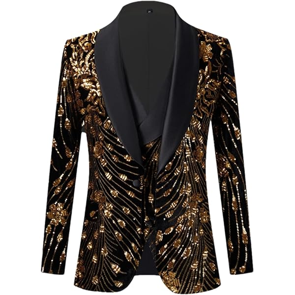 slim fit dress slacks Men's Blazer Party Office & Career Shining Outdoor Pocket Sequin Fall Winter Plaid Stylish Warm Ups Lapel Silvery Gold Rainbow Jacket main image 0