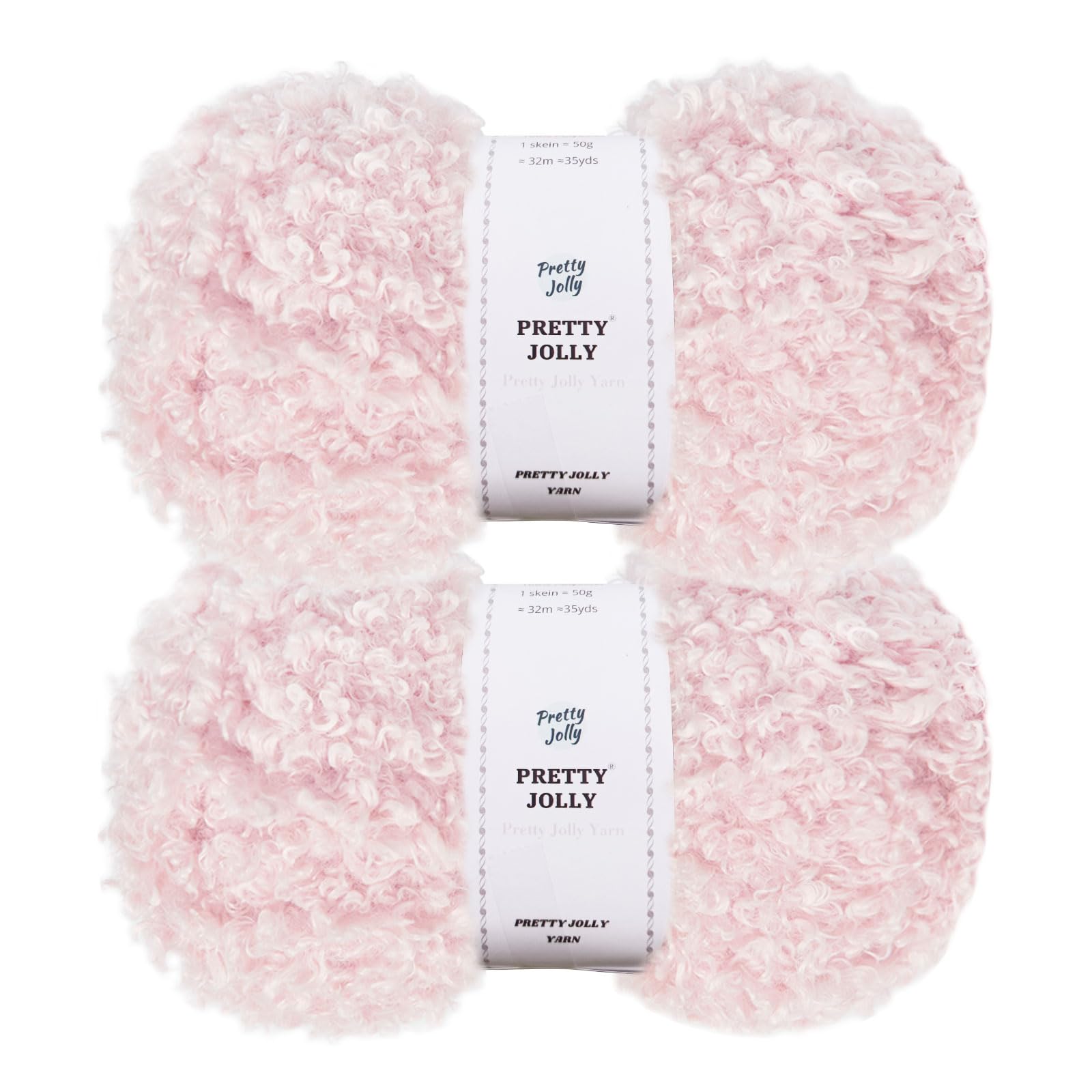 Pretty Jolly Teddy Fur Yarn - Super Soft, Chunky, Fluffy Faux Fur - Total Length 2×50m (100g×2) - Light Pink