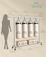 SONGMICS Clothes Rack on Wheels Heavy Duty 150 kg Extendable Rail 160-200 cm view 7