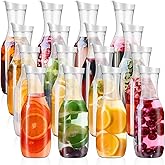 Skylety 16 Pack 25 oz Plastic Water Carafe with Lids, Clear Juice Pitchers for Drinks Milk Iced Tea Lemonade, Bulk Beverage Containers for Mimosa Bar Home Party Restaurant School Fridge