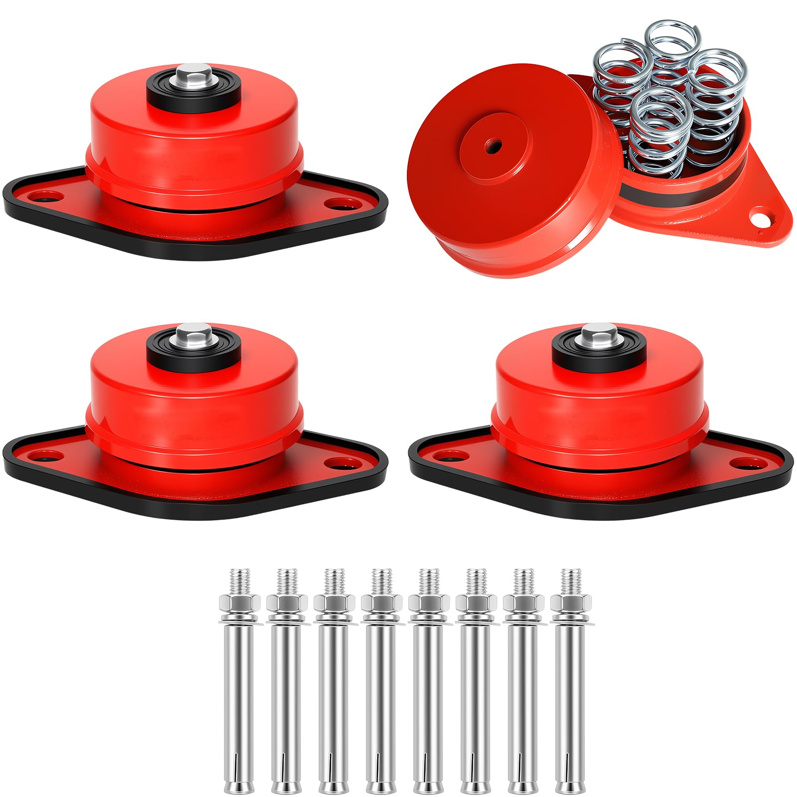 Photo 1 of Red Spring Vibration Isolators with Mounting Bolts, Floor Mount Vibration Isolator for Heavy Machine, Set of 4 (ZDX-2/110-176LBS)